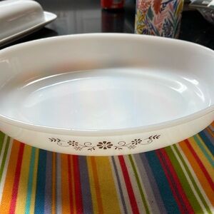 Milk glass casserole dish..